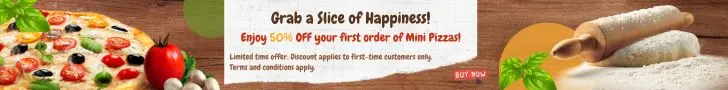 A rectangle advertisement promoting the website Everything Petite Pizza